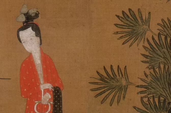 《歌乐图》画中女乐师额发作方额状，与崇宁年间（1102-1106）流行的大髩前面作方额相似。