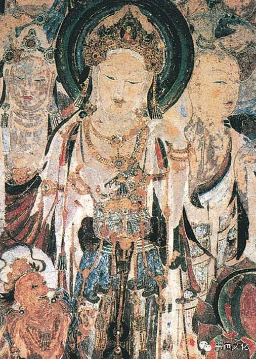 在服饰上大量用金的菩萨像（敦煌莫高窟第57 窟壁画局部 唐）