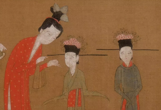 头戴簪花展翅幞头的舞者（《歌乐图》局部 ）